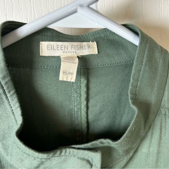 Eileen Fisher Organic Brushed Cotton Hemp Relaxed GREEN Jacket Size Small Petite - Picture 7 of 12